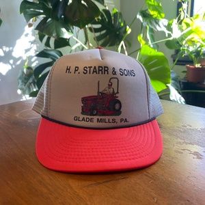 Vintage Farm Farming Equipment Tractor Lawnmower Trucker Hat
